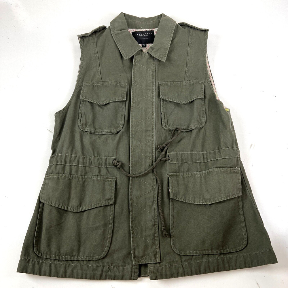 Sanctuary Clothing Cargo Vest Jacket Women's Green Field Military 100% Cotton M